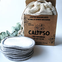 Charger l'image dans la galerie, LINGETTES DÉMAQUILLANTES en fibre de bambou - Soft eye make up remover bamboo wipes - Calypso Éco-savonnerie