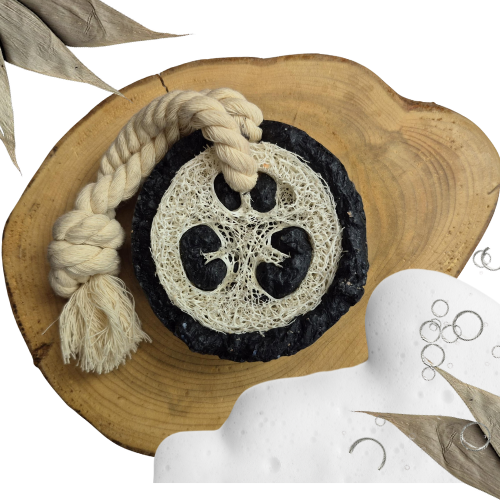 SAVON - BARRE DE DOUCHE LUFFA - detox avoine et charbon activé - Luffa Soap Bar detox - Oat and activated charcoal