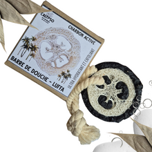 Charger l&#39;image dans la galerie, SAVON - BARRE DE DOUCHE LUFFA - detox avoine et charbon activé - Luffa Soap Bar detox - Oat and activated charcoal
