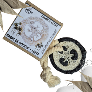 SAVON - BARRE DE DOUCHE LUFFA - detox avoine et charbon activé - Luffa Soap Bar detox - Oat and activated charcoal