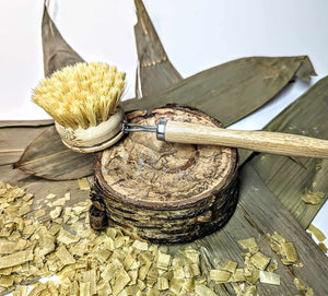 Brosse à récurer écologique en bambou avec manche en bois