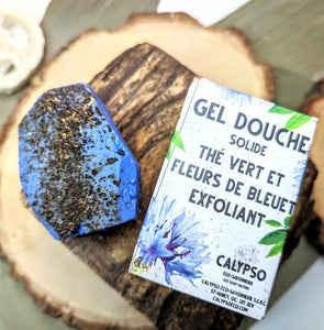 GEL DOUCHE exfoliant - thé vert et fleurs de bleuet - Green tea and blueberry flower shower gel bar