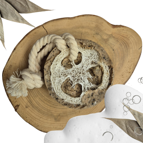 SAVON - BARRE DE DOUCHE LUFFA - Sel de mer et eucalyptus - Luffa Soap Bar - Sea salt Eucalyptus
