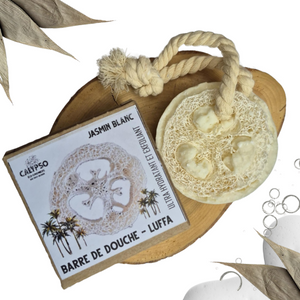 SAVON - BARRE DE DOUCHE LUFFA au jasmin blanc - Luffa Soap Bar - White jasmin