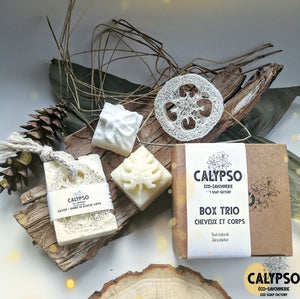 COFFRET CADEAU - BOX CHEVEUX et CORPS - Body and hair kit - Calypso Éco-savonnerie