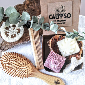 Ensemble BEAUTÉ CHEVEUX Calypso - kit de départ zéro déchet - zero waste hair beauty box - Calypso Éco-savonnerie