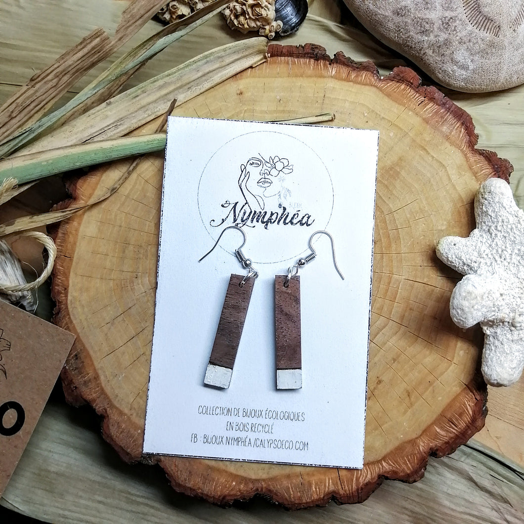 BOUCLES D'OREILLE ÉCOLOGIQUES en bois recyclé - classique - Eco Wooden Earrings